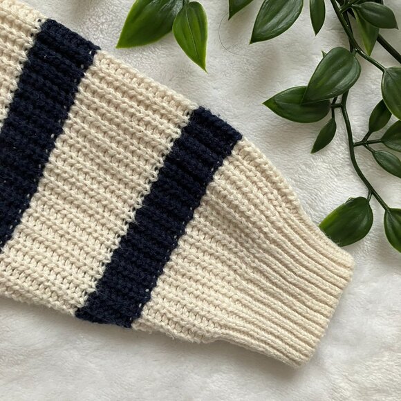 H&M Baby Sweater & Jeans Outfit Size 9M | EUC Striped Navy Cream Denim Blue - Picture 6 of 16